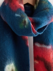 Navy Blue Floral Brushed Blanket Heavyweight Scarf - Image 7 of 8