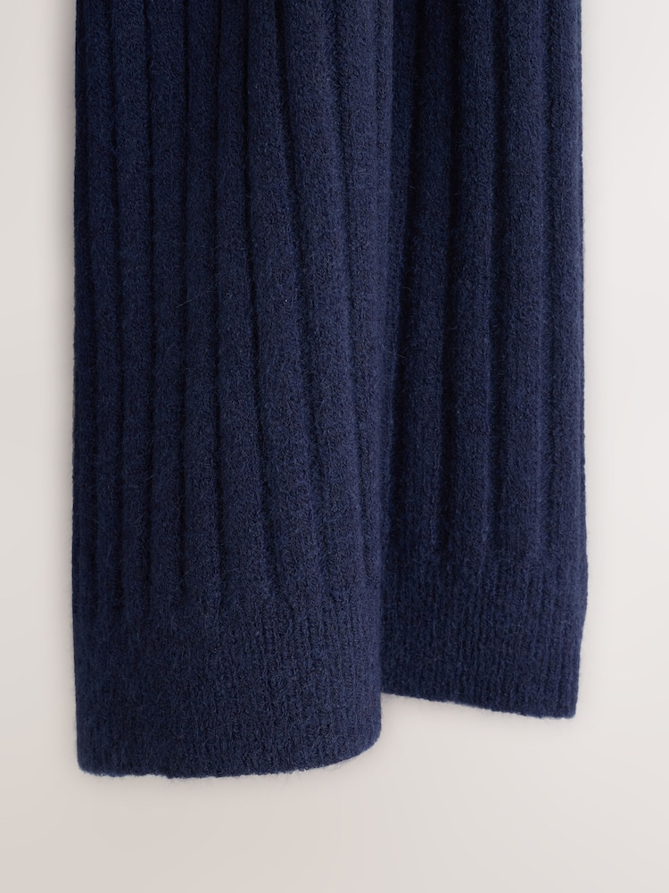 Navy Ribbed Knit Scarf - Image 3 of 3