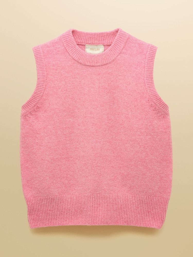 Joules Holly Bright Pink Knitted Crew Neck Vest - Image 7 of 7