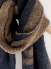 self. Navy/Camel Slogan Heavyweight Brushed Blanket Scarf - Image 5 of 7