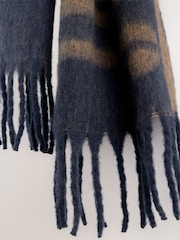 self. Navy/Camel Slogan Heavyweight Brushed Blanket Scarf - Image 6 of 7