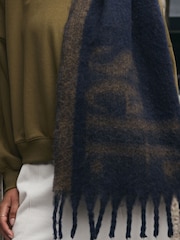 self. Navy/Camel Slogan Heavyweight Brushed Blanket Scarf - Image 7 of 7