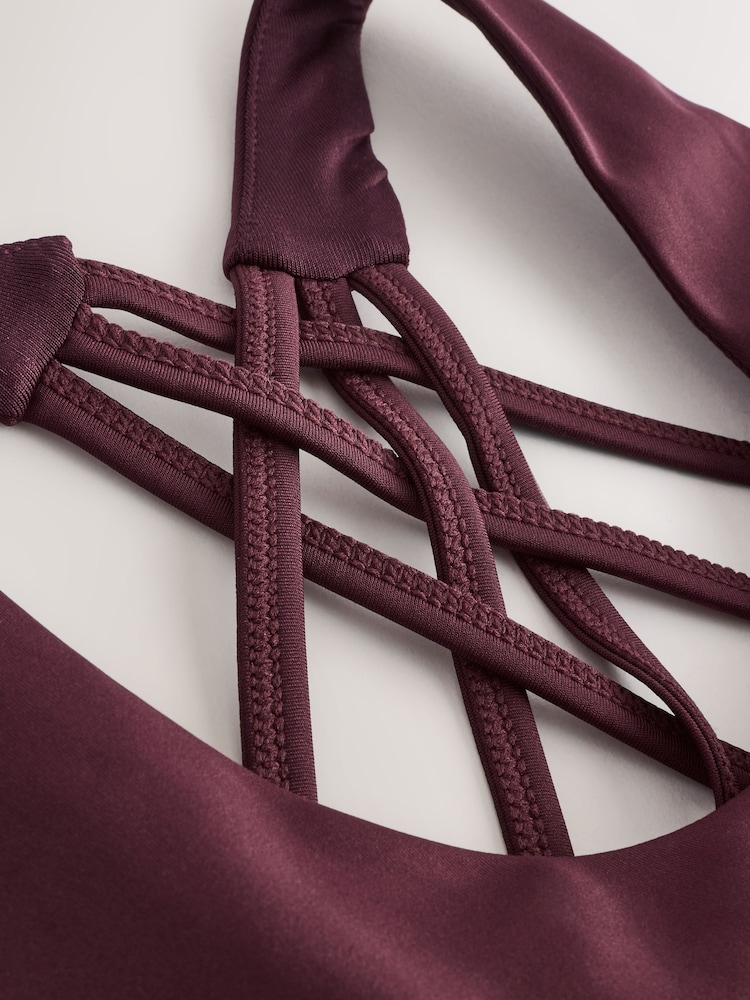 Burgundy Red Active Cross Back Sports Bra - Image 12 of 12