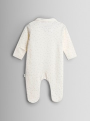 JoJo Maman Bébé Cream Spotted ' I Love My Mummy' Sleepsuit - Image 4 of 4