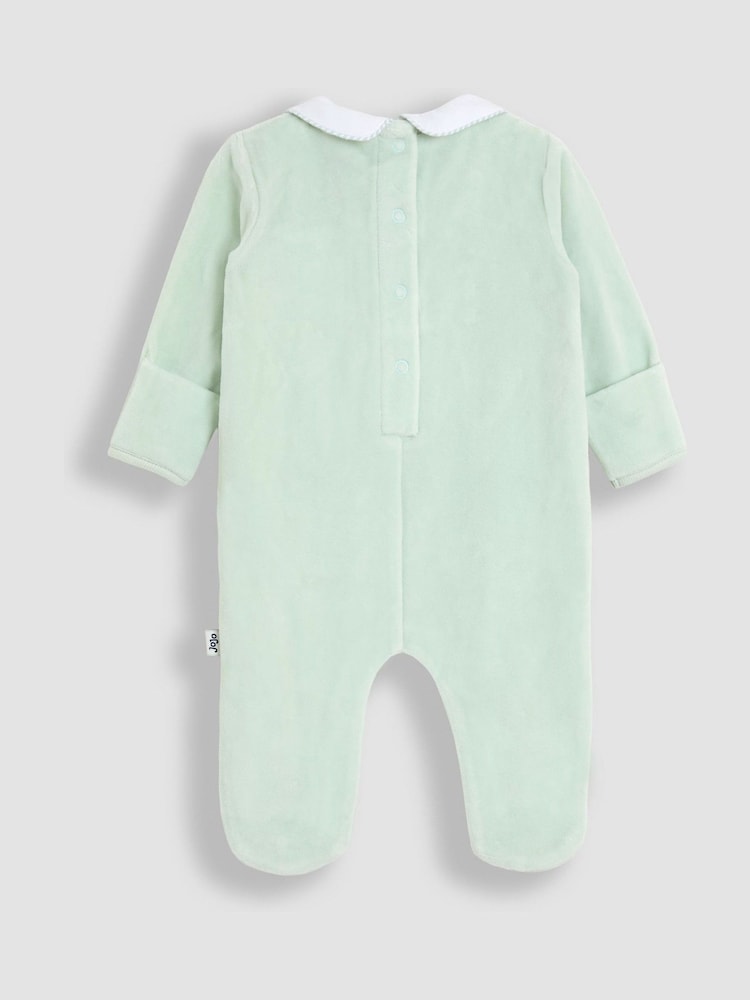 JoJo Maman Bébé Mint Peter Rabbit Velour Smocked Collared All-In-One - Image 2 of 3