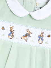 JoJo Maman Bébé Mint Peter Rabbit Velour Smocked Collared All-In-One - Image 3 of 3