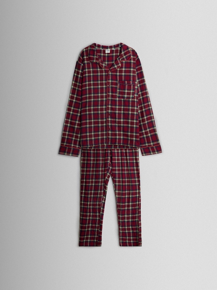 JoJo Maman Bébé Red Mens Classic Check Christmas Pyjamas Set - Image 1 of 6