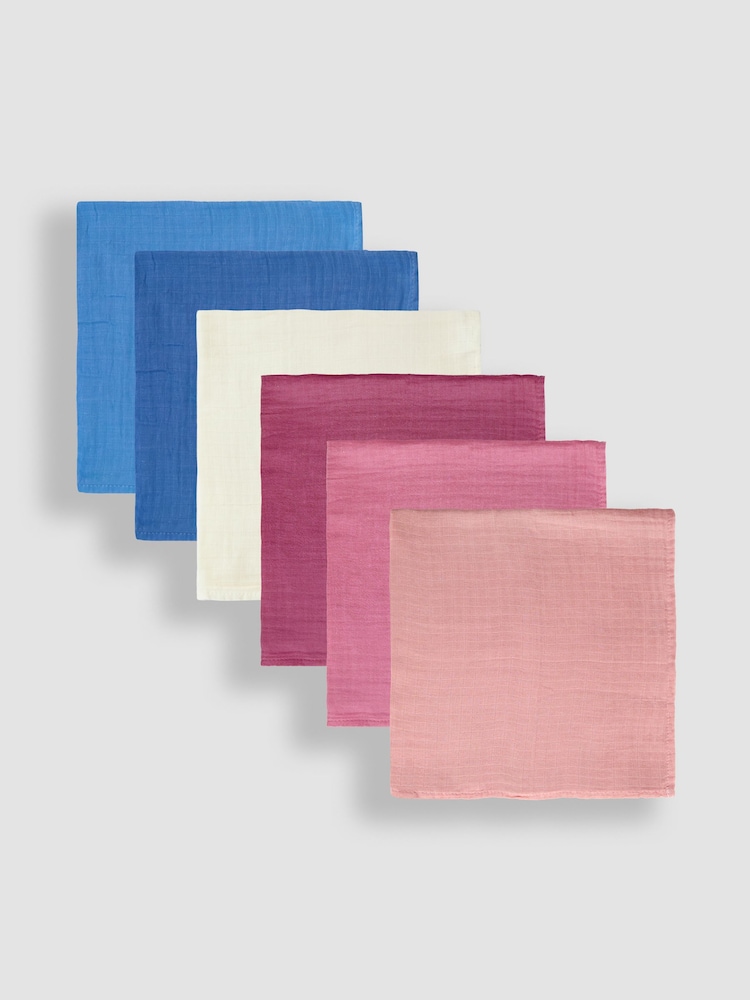 JoJo Maman Bébé Dusky Pastel 6-Pack Muslins - Image 2 of 9 JoJo Maman Bébé Dusky Pastel 6-Pack Muslins - Image 2 of 9