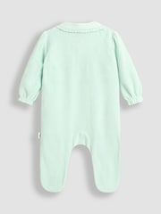 JoJo Maman Bébé Mint Hedgehog Velour Appliqué Footed All-In-One - Image 2 of 3