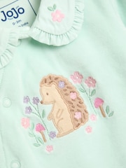JoJo Maman Bébé Mint Hedgehog Velour Appliqué Footed All-In-One - Image 3 of 3