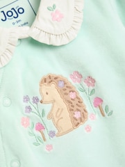 JoJo Maman Bébé Mint Hedgehog Velour Appliqué Footed All-In-One - Image 5 of 5