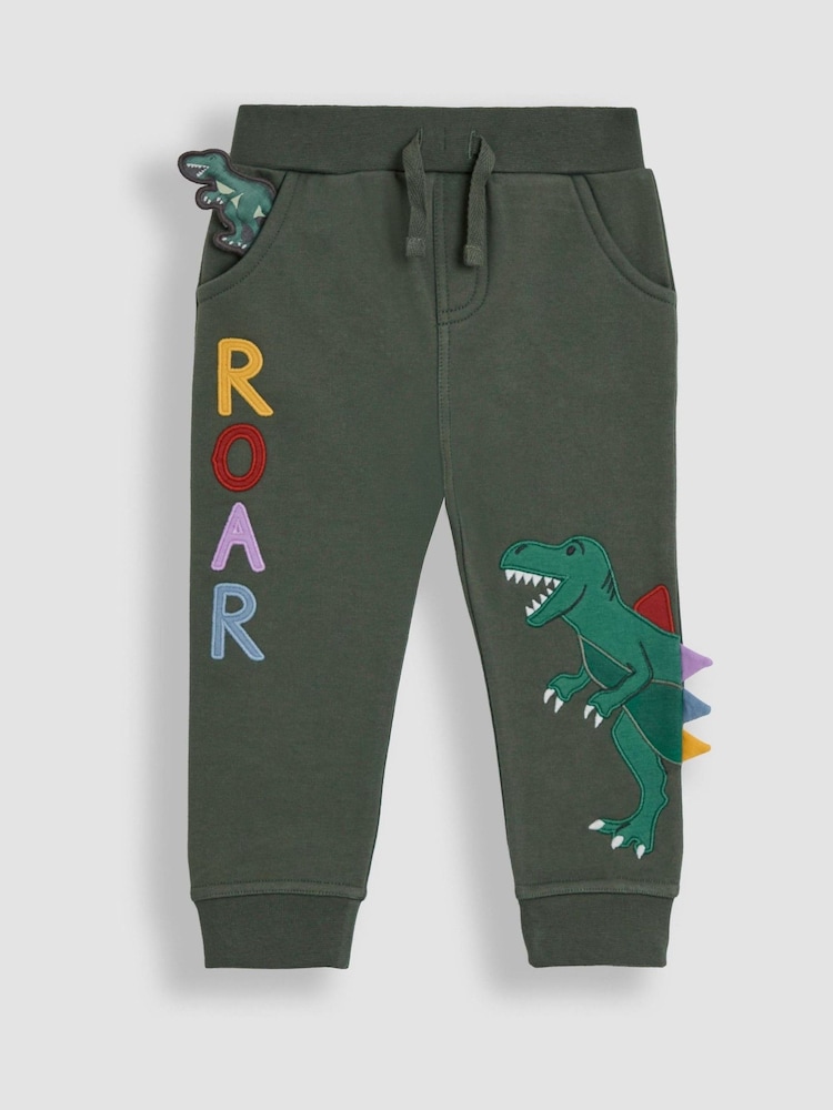 JoJo Maman Bébé Khaki Green Roar Appliqué Joggers - Image 1 of 4
