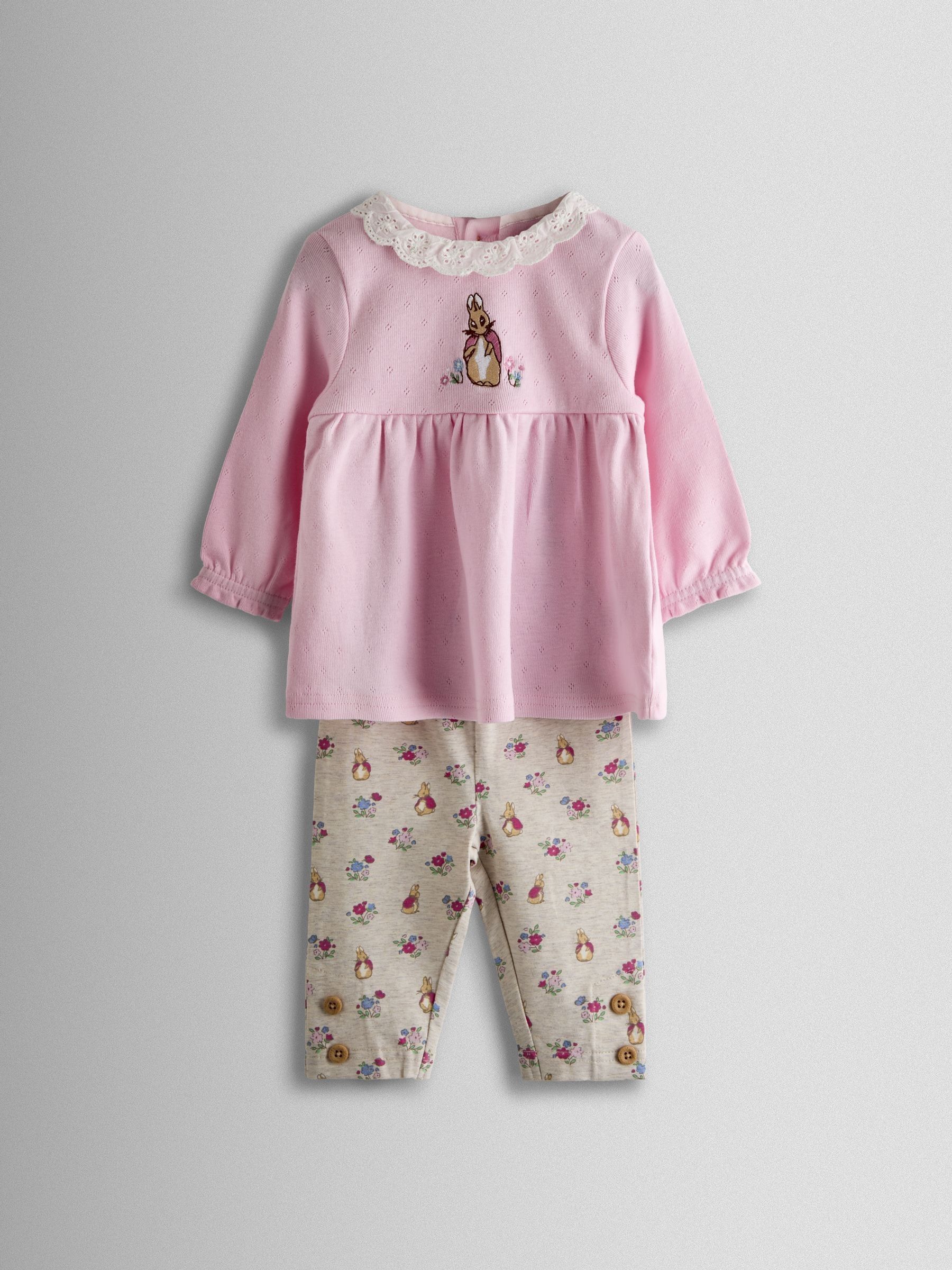 Jojo Maman Bébé Pink Flopsy Blouse & Leggings Set