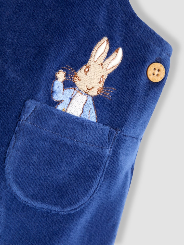 JoJo Maman Bébé Blue Peter Rabbit™ Velour Dungaree Set - Image 6 of 6