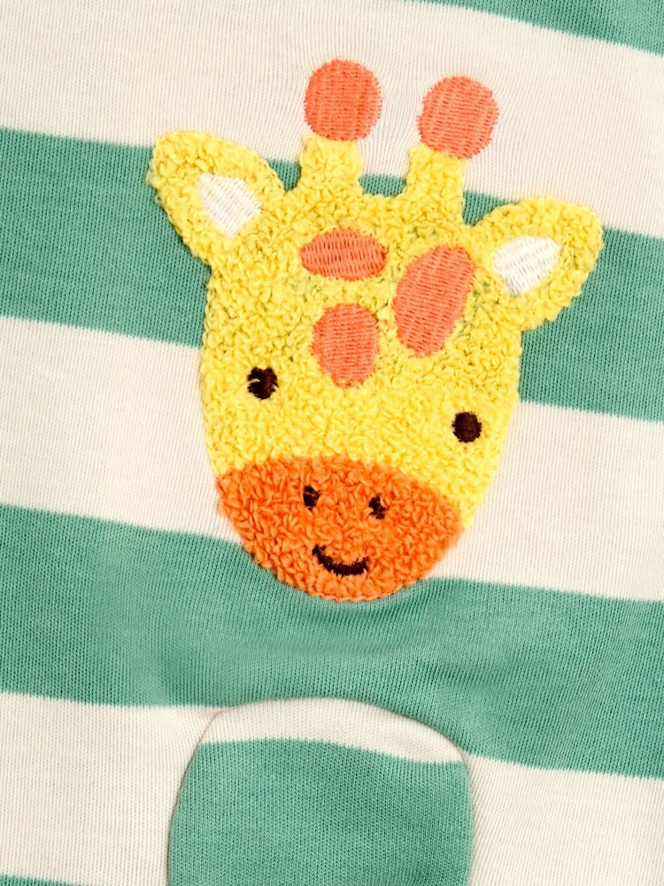 Grön giraff - JoJo Maman Bébé Wide Randig Character Footed Sovdress - Bild 4 av 4