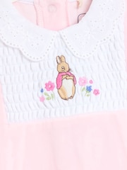 JoJo Maman Bébé Pink Flopsy Embroidered Smocked Footed Sleepsuit - Image 3 of 3