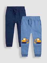 JoJo Maman Bébé Navy Blue 2-Pack Appliqué Knee & Plain Joggers - Image 1 of 6