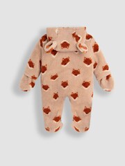 JoJo Maman Bébé Orange Fox Cosy Borg Printed Pramsuit - Image 4 of 5