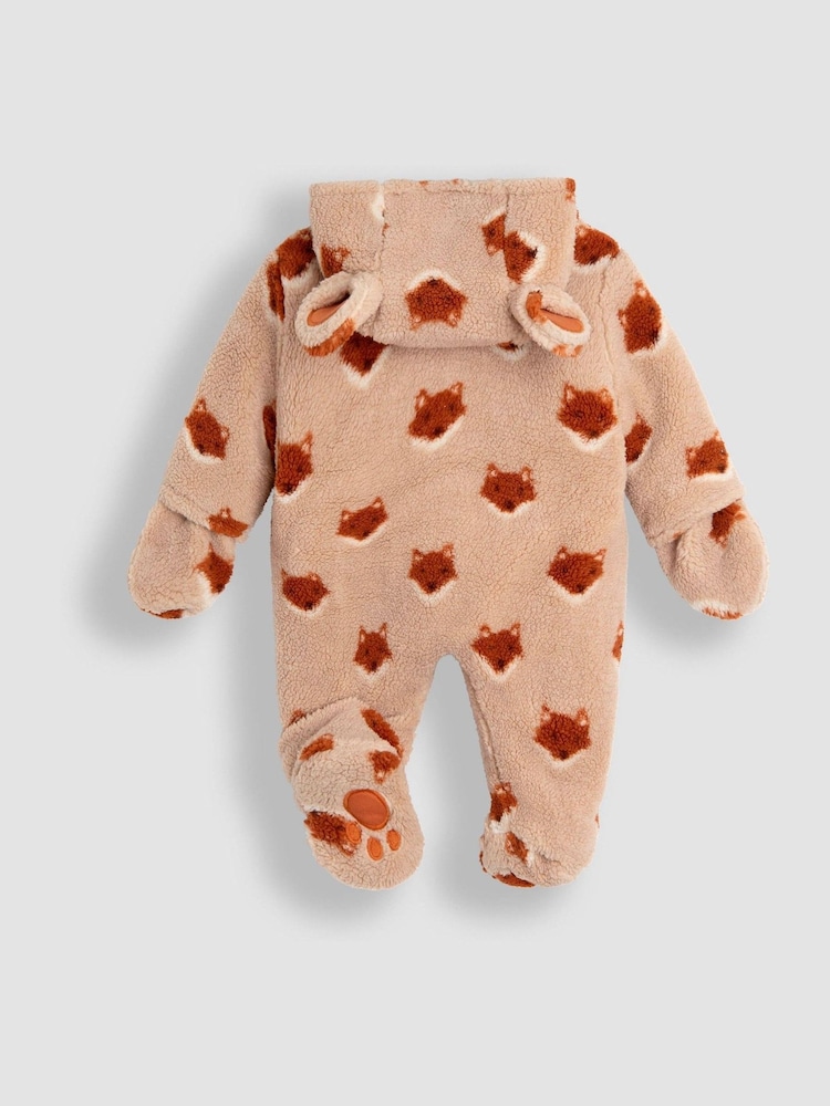JoJo Maman Bébé Orange Fox Cosy Borg Printed Pramsuit - Image 5 of 5