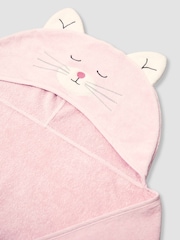 JoJo Maman Bébé Pink Cat Large Hooded Towel - Image 6 of 6