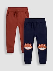 JoJo Maman Bébé Light Blue 2-Pack Appliqué Knee & Plain Joggers - Image 1 of 6