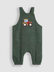 JoJo Maman Bébé Green Tractor 2-Piece Appliqué Waffle Dungarees & Top Set - Image 2 of 7