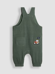 JoJo Maman Bébé Green Tractor 2-Piece Appliqué Waffle Dungarees & Top Set - Image 3 of 7