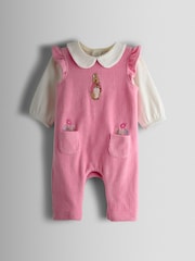 JoJo Maman Bébé Frilled Dungaree & Body Set - Imaginea 1 din 7