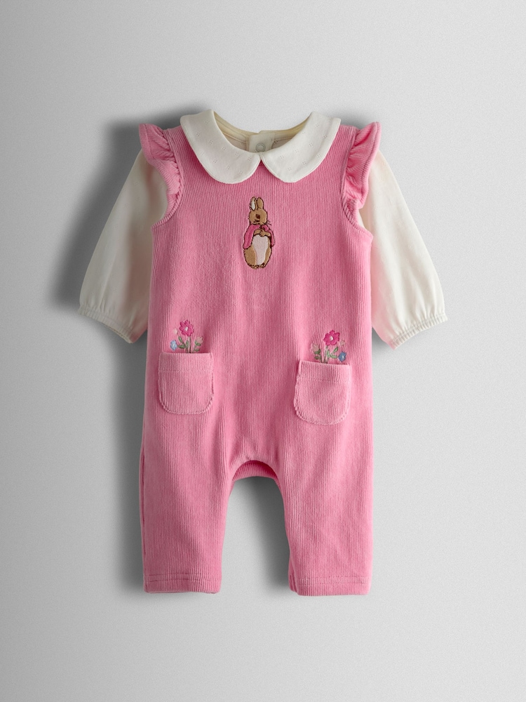 JoJo Maman Bébé Frilled Dungaree & Body Set - Imaginea 1 din 7