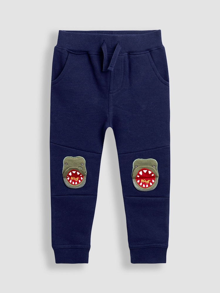 JoJo Maman Bébé Blue 2-Pack Appliqué Knee & Plain Joggers - Image 2 of 6 JoJo Maman Bébé Blue 2-Pack Appliqué Knee & Plain Joggers - Image 2 of 6