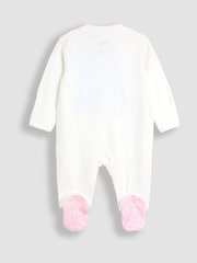 JoJo Maman Bébé Cream Embroidered Frill Sleepsuit - Image 2 of 3