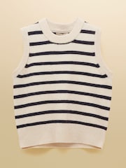 Crem & Bleumarin - Vestă tricotată Joules Holly cu guler rotund - Imaginea 6 din 6