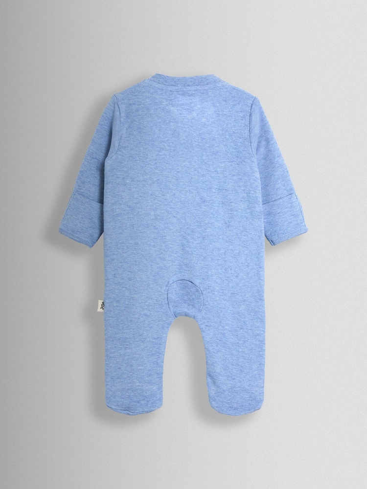 JoJo Maman Bébé Blue Elephant 100% Cotton Footed Appliqué Sleepsuit - Image 2 of 3 JoJo Maman Bébé Blue Elephant 100% Cotton Footed Appliqué Sleepsuit - Image 2 of 3