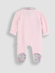 JoJo Maman Bébé Pink Bow Ditsy Floral Velour All-In-One - Image 2 of 5