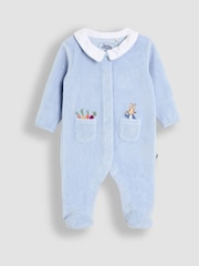 JoJo Maman Bébé Blue Peter Rabbit Velour Footed All-In-One - Image 1 of 4