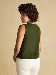 Joules Holly Khaki Green Button Through Knitted Vest - Image 2 of 8