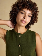 Joules Holly Khaki Green Button Through Knitted Vest - Image 6 of 8