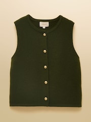 Joules Holly Khaki Green Button Through Knitted Vest - Image 8 of 8