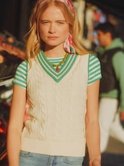 Joules Cream Cotton Cable Knit Cricket Vest - Image 1 of 4