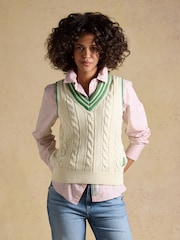 Joules Cream Cotton Cable Knit Cricket Vest - Image 3 of 4