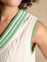 Joules Cream Cotton Cable Knit Cricket Vest - Image 9 of 10