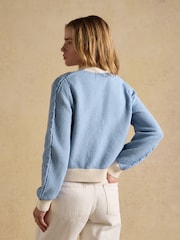 Blå - Joules V-hals bomullsstrikket cardigan - Bilde 2 av 6