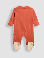 JoJo Maman Bébé Orange Acorn Character Appliqué Footed Sleepsuit - Image 2 of 5