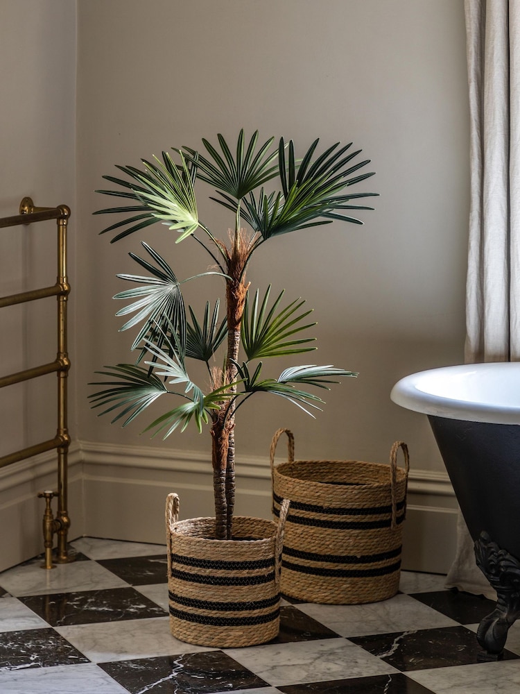 Gallery Home Grey Large Faux Potted Statement Palm Flowers - Image 2 of 6