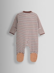 Brown Striped Cheetah - JoJo Maman Bébé 100% Cotton Footed Stripe Appliqué Sleepsuit - Image 2 of 3