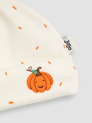 JoJo Maman Bébé Cream Pumpkin & Hat Applique Sleepsuit Set - Image 6 of 6