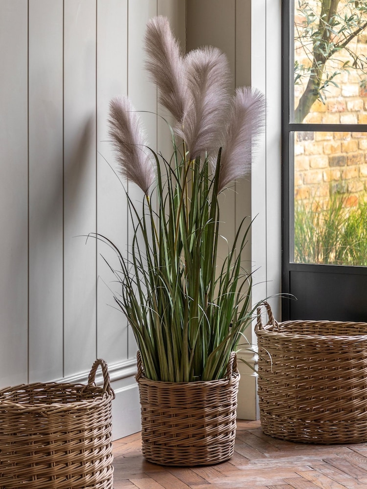 Gallery Home White Faux Potted Grass with Pampas Seed Heads 5 Pack Medium - Image 1 of 4 Gallery Home White Faux Potted Grass with Pampas Seed Heads 5 Pack Medium - Image 1 of 4