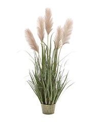 Gallery Home White Faux Potted Grass with Pampas Seed Heads 5 Pack Medium - Image 4 of 4