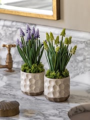 Gallery Home Set of 2 White Faux Spring Hydrangea in Ceramic Pots - Image 1 of 5