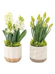 Gallery Home Set of 2 White Faux Spring Hydrangea in Ceramic Pots - Image 3 of 5
